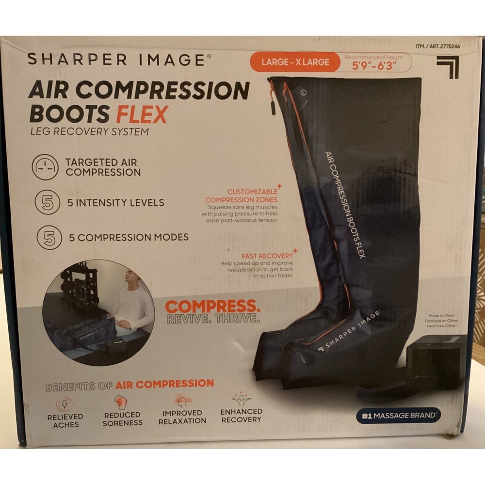 Sharper Image Air Compression Boots Flex Leg Recovery System Large - X-Large